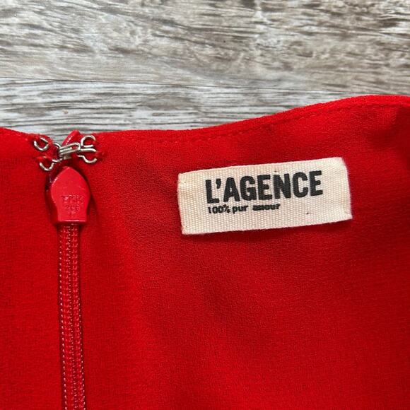L’AGENCE Red Halter Dress Size 4 Draped Front Cocktail Party - Picture 8 of 10